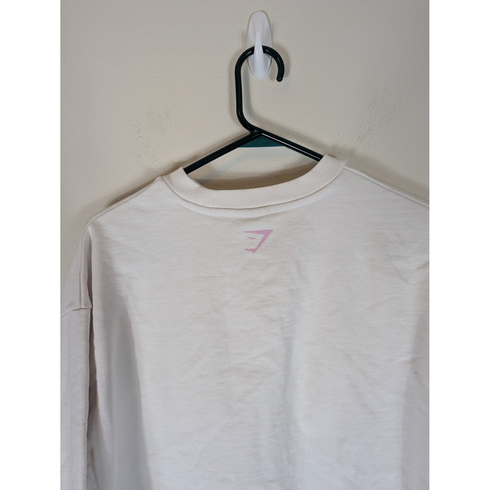 Gymshark Lifting Baddie Women's Medium Sweatshirt White Graphic Crew Pullover - Picture 8 of 10